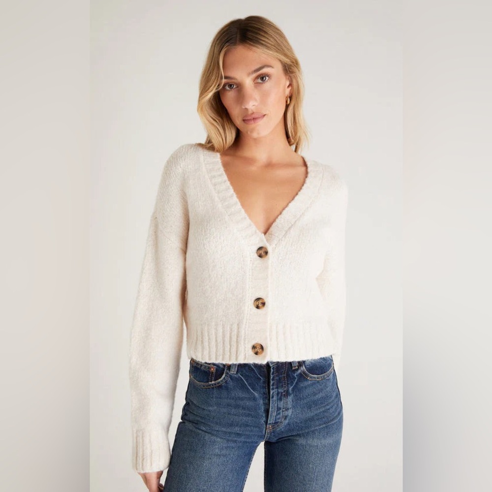 Free People Cozy Cream Button-Up Cardigan